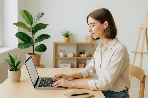 PCを操作しながらデザイン作業をする女性 PCを操作しながらデザイン作業をする女性の写真