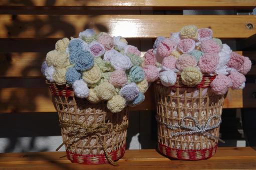 手編みの薔薇のブランケット ブランケット,手編み,手芸の写真素材