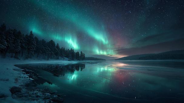 広がる氷の世界と星々の舞 広がる氷の世界と星々の舞の写真