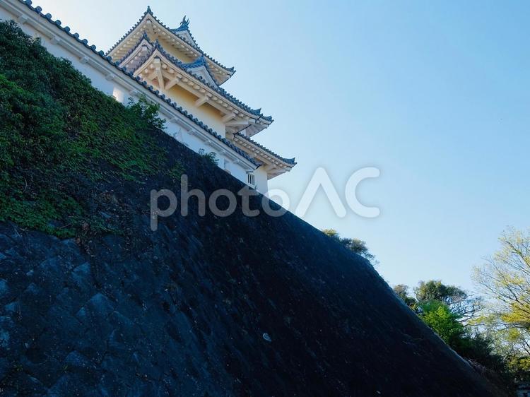 石垣の上にそびえる天守閣 天守閣,天守,石垣の写真素材