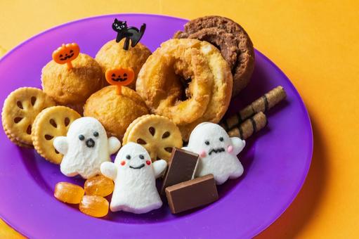 ハロウィンプレート(おばけ)1 ハロウィンプレート(おばけ)1 ハロウィン,スイーツ,お菓子の写真素材