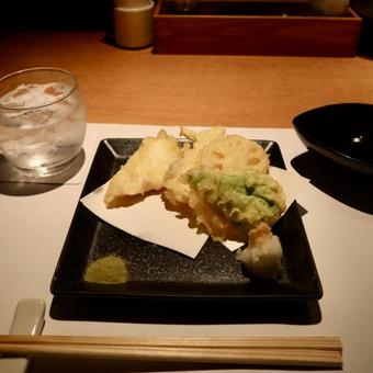 天ぷら 天ぷら 天ぷら,焼酎,乾杯の写真素材