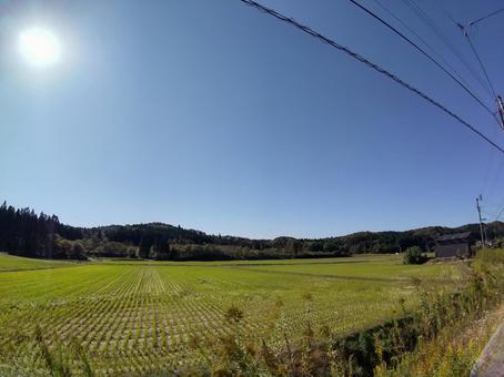 田園風景 田舎の風景,田園,空の写真素材