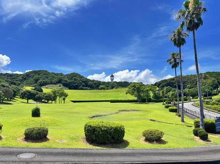 公園　夏の風景 太地町森浦,公園,公共施設の写真素材