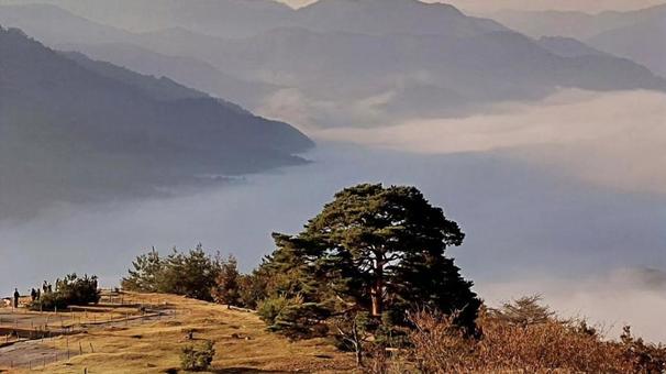 雲海 山,冬山,風景の写真素材