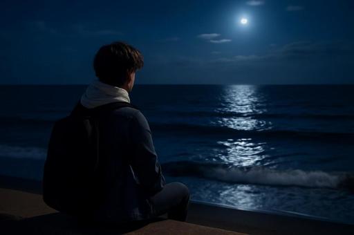 月夜の海辺の静けさ 月夜の海辺の静けさの写真