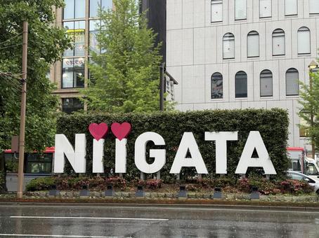 NIIGATA NIIGATA オブジェ,モニュメント,ロゴの写真素材