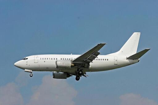 飛行機　ボーイング737　白 旅客機,航空機,エンジンの写真素材