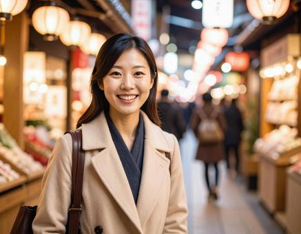 買い物をする女性 買い物をする女性の写真