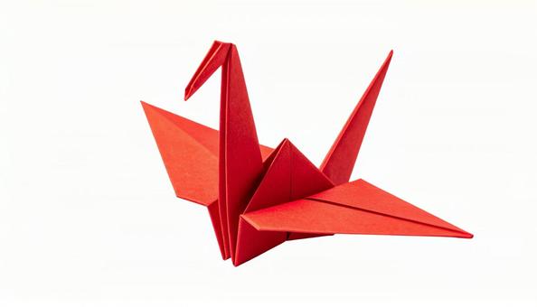 赤色の折り鶴 折り紙 (背景透過) 赤色の折り鶴 折り紙 (背景透過)の写真