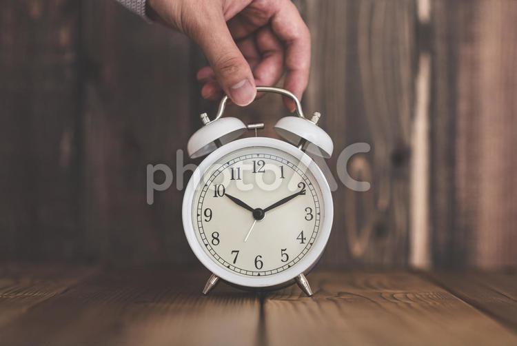 目覚まし時計 10時,ゆっくり,アラームの写真素材