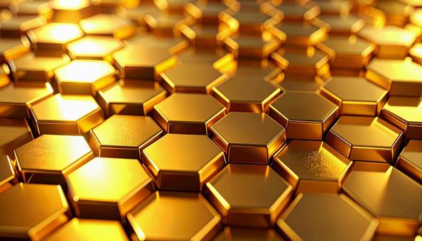 Golden hexagon pattern with shiny surface, art, area, overlay, JPG