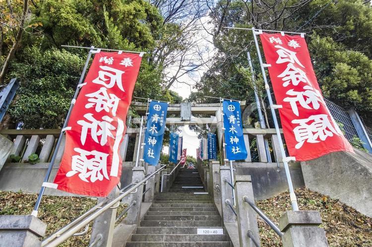 青木神社の階段 青木神社,神社,階段の写真素材