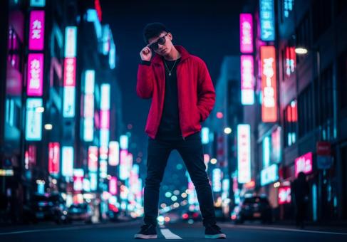 サイバーパンク都市ストリートファッション サイバーパンク都市ストリートファッションの写真