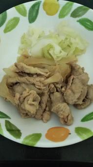 Photo, eat, grilled ginger, pork, 