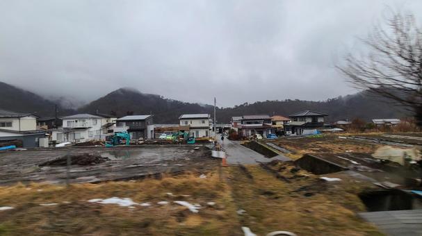 冬の田舎町 日本 冬の田舎町 日本 畑,曇り,田んぼの写真素材