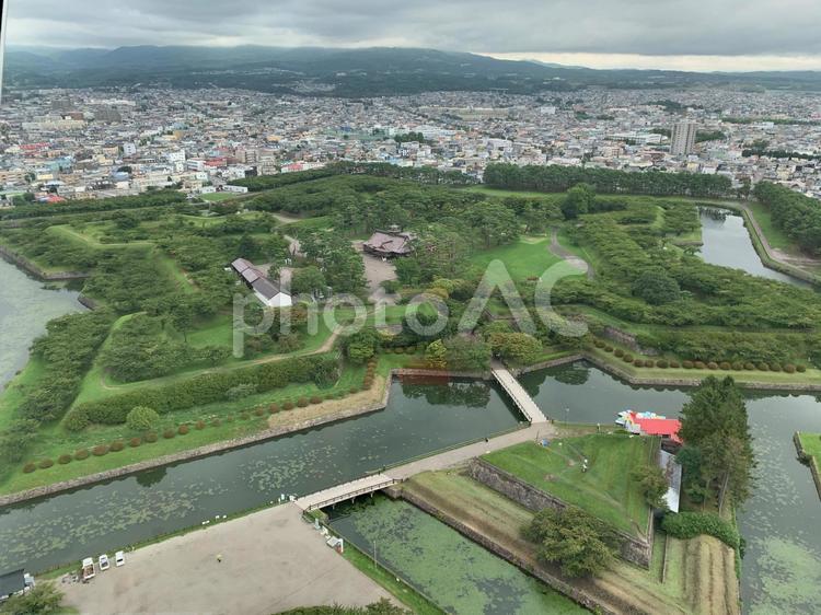 五稜郭を見下ろして ゴールデンカムイ,北海道,函館の写真素材