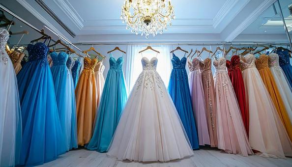 ドレスがかかる結婚式場のドレスルーム ドレスがかかる結婚式場のドレスルームの写真