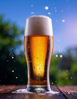 空背景のビール 空背景のビールの写真