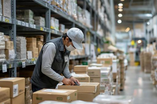 通販のバックヤードで働く店員2の写真