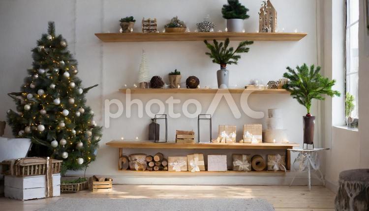 リビング　クリスマス 棚,収納,インテリアの写真素材