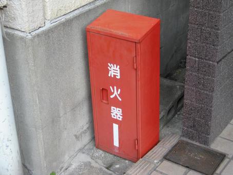 外に置かれた消火器の箱 消火器,消火器ボックス,消火の写真素材