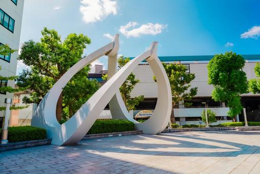 【鳥取】鳥取駅のモニュメント 鳥取駅,駅前,駅の写真素材