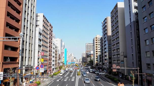 亀戸駅前交差点・京葉道路(東京都江東区) 亀戸駅前交差点・京葉道路(東京都江東区) 亀戸駅前,交差点,江東区の写真素材