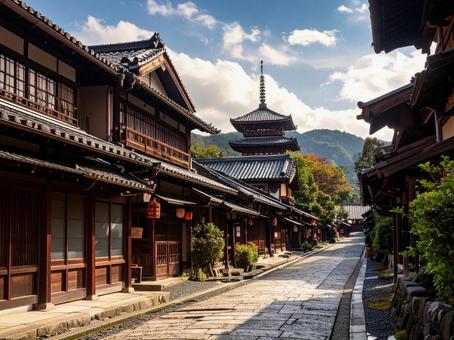 昔ながらの日本の街並みの写真