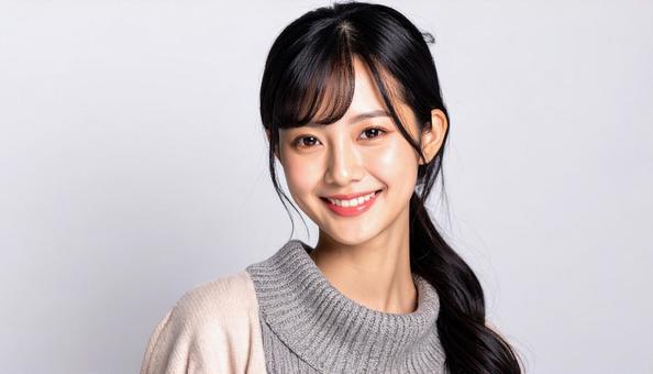 カットモデル笑顔の女性 カットモデル笑顔の女性の写真