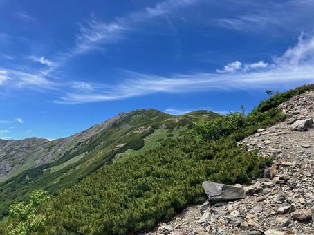 夏の悪沢岳へ登山13 悪沢岳,荒川岳,登山の写真素材