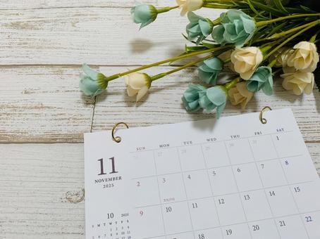 11月カレンダー 水色の花 11月カレンダー 水色の花 11月,11月カレンダー,秋の写真素材