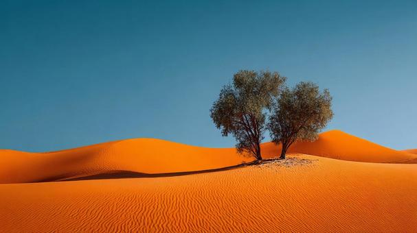 A tree that stands as a symbol of life in the vast desert, desert, sand dunes, wood, JPG