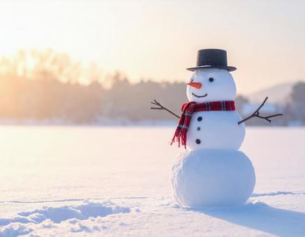 雪だるまの冬風景 雪だるまの冬風景の写真