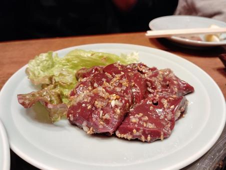 レバー レバー レバー,ホルモン,焼肉屋の写真素材