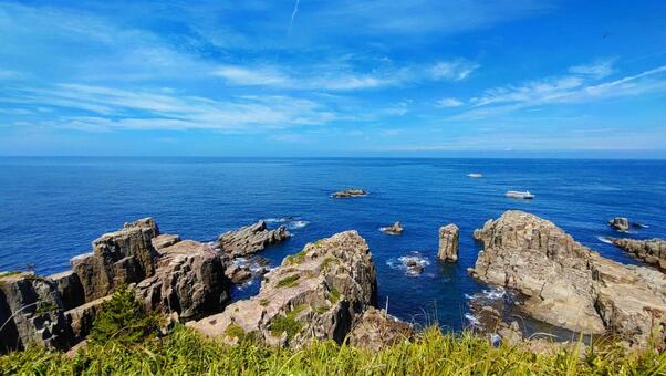 東尋坊の景色 福井県,東尋坊,海の写真素材