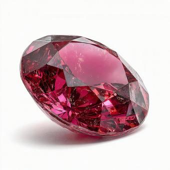 輝くオーバルカットルビーの写真