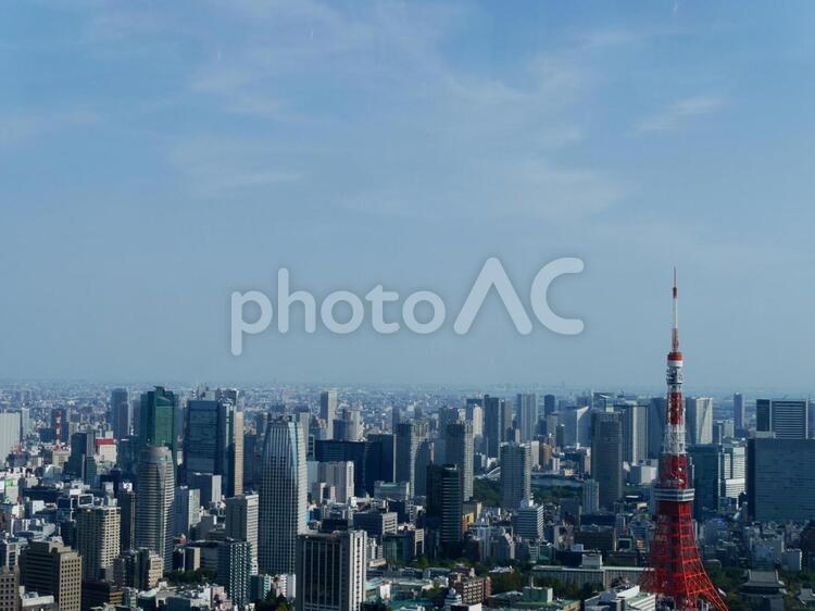 六本木ヒルズからの眺め 東京タワー,空,雲の写真素材