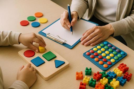 療育を受ける子供の手元の写真