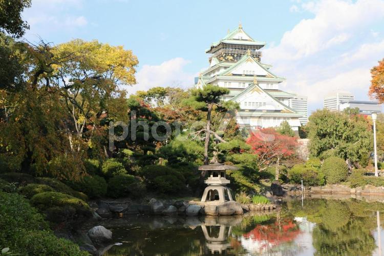大阪城の秋2022-20(日本庭園) 大阪城,日本庭園,秋の写真素材
