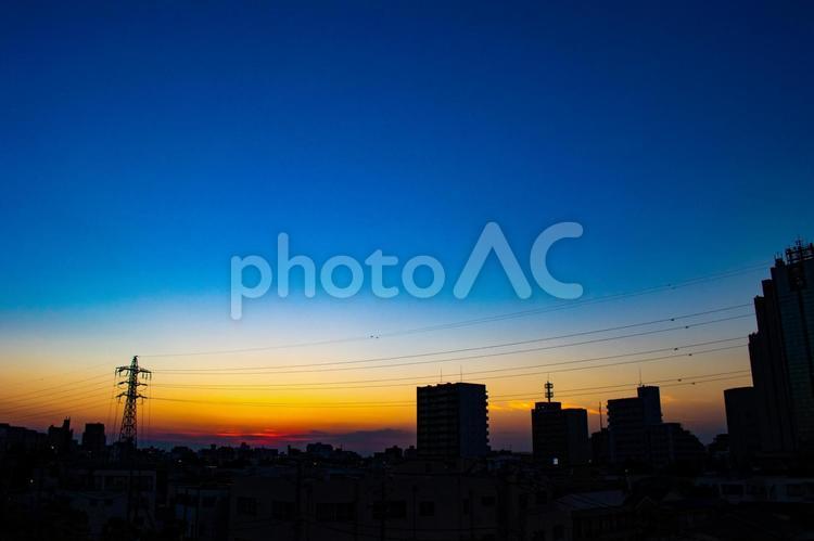 夏の夕焼け 夕焼け,夏,晴天の写真素材
