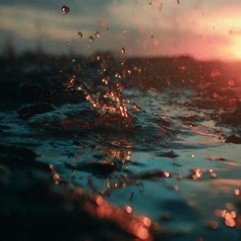 雫の溢れる水たまり 雫の溢れる水たまりの写真