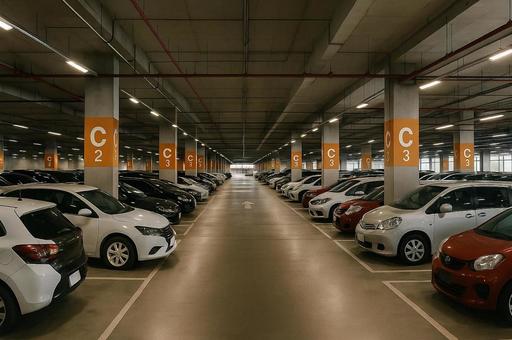 ショッピングモールの駐車場 ショッピングモールの駐車場の写真