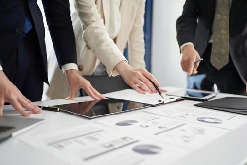 Asian business person having a meeting, JPG Asian business person having a meeting, male, female, meeting, JPG