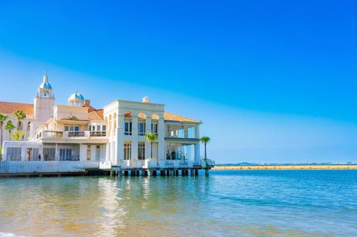 福岡県　シーサイドももち海浜公園の風景 福岡県,福岡市,青空の写真素材