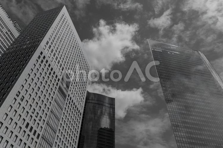 汐留の高層ビル 高層ビル,都市の風景,モノクロの写真素材