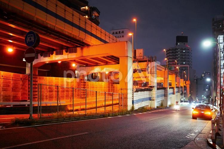 六本木の高速道路イメージ 高速道路,構造物,夜景の写真素材