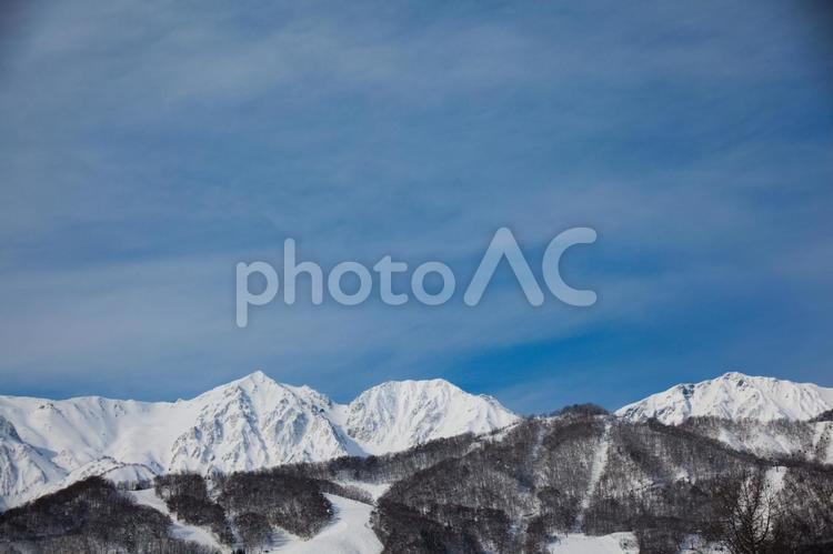 酷寒の白馬　白馬三山と岩岳スキー場 自然,山,風景の写真素材