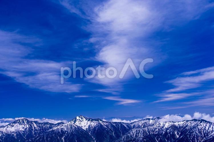 稜線上の雲 稜線,青空,雲の写真素材