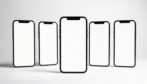 複数のスマートフォンのモックアップ 複数のスマートフォンのモックアップの写真